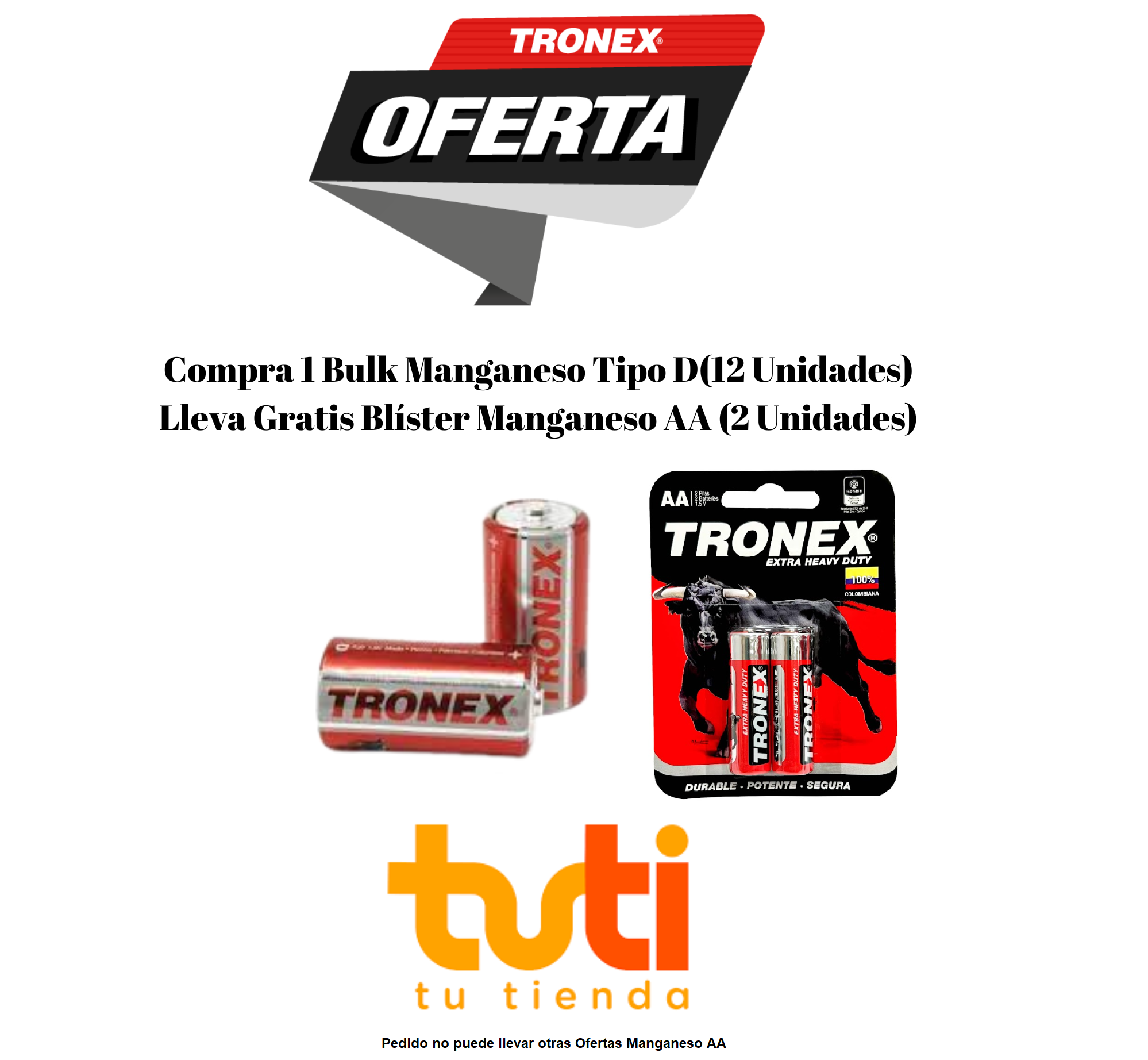 Compra 12 Unidades Manganeso Tipo D Lleva Gratis Blister Manganeso AA x2