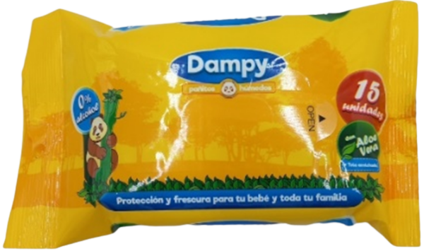 Pañitos Húmedos Dampy Amarillos x15