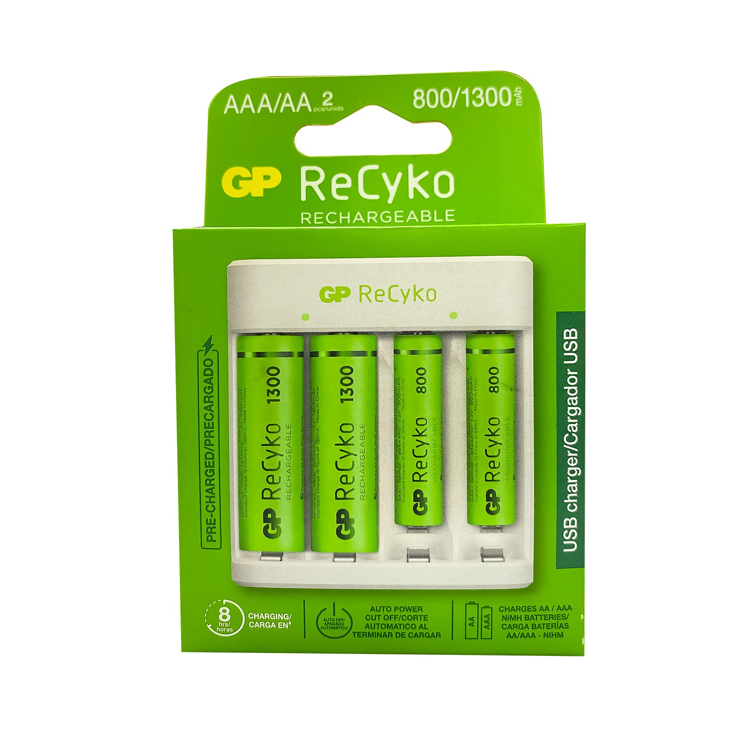 Cargador GP E411 2 AA NIMH 1300 MAH + 2 AAA NIMH 800 MAH
