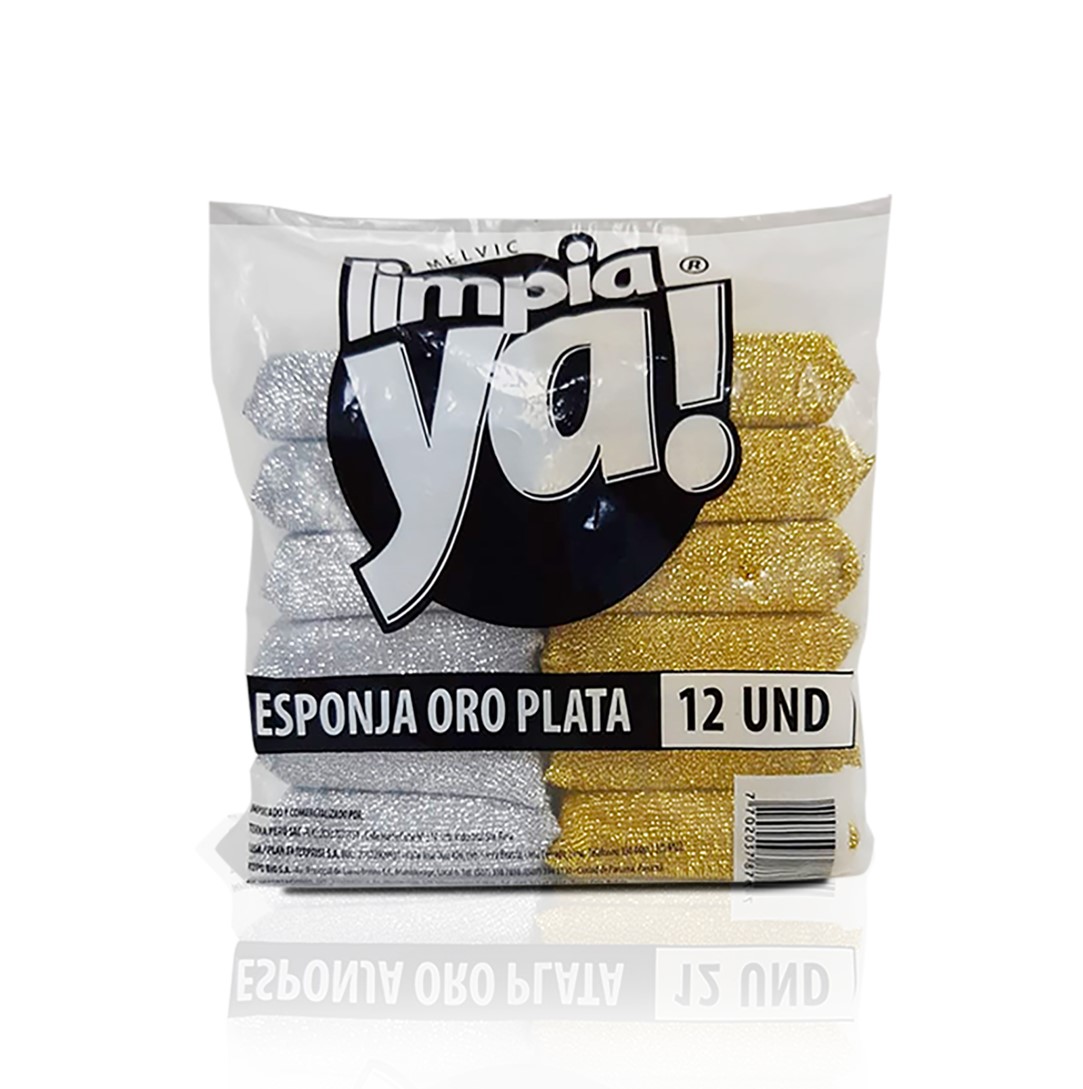 Limpiaya Esponja Oro Plata x12